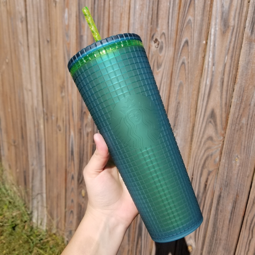 Starbucks "Mountain Dew" Green & Blue Venti Grid Tumbler Cold Cup. 